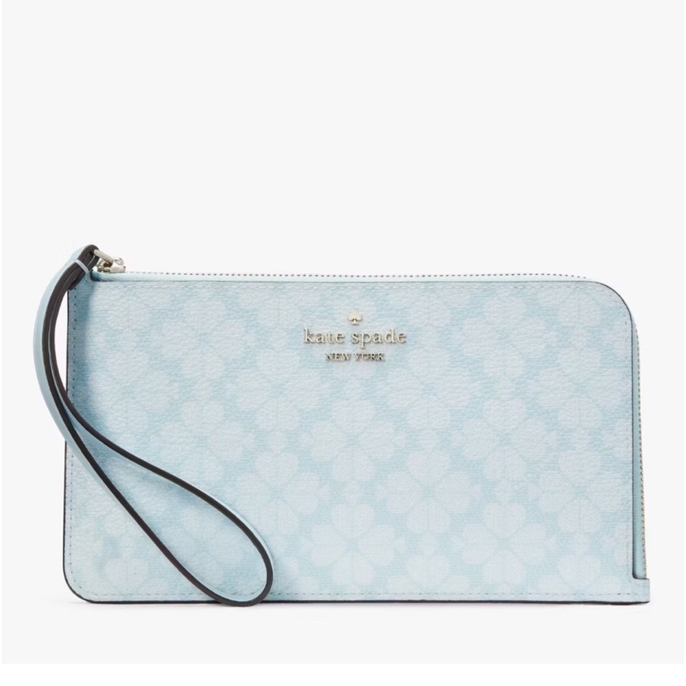 Kate Spade Flower Medium L-Zip Wristlet in Blue Glow Multi
